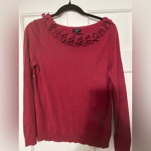 Talbots Red Ruffled Neck Sweater